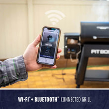 Wi-Fi + Bluetooth connected grill app displayed on smartphone.