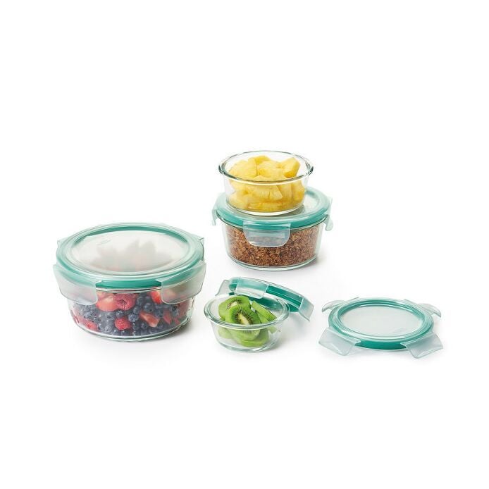 OXO 8 Piece SNAP Glass Round Container Set