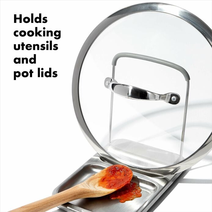 OXO Stainless Steel Spoon Rest with Lid Holder - image 2