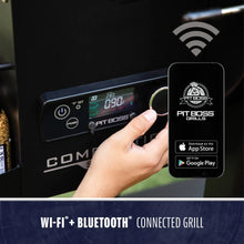 Black Pit Boss Grills connected grill with Wi-Fi and Bluetooth.