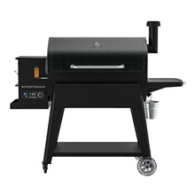 Black Pit Boss Sportsman pellet grill with digital control panel and wheels.