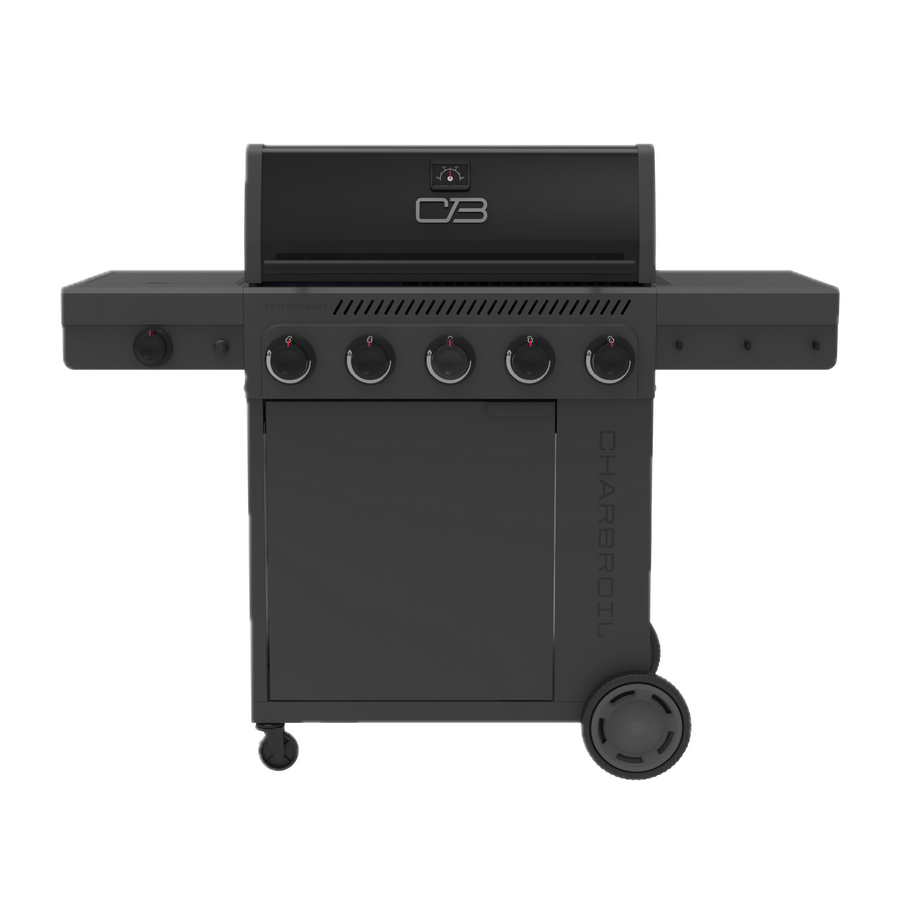 Char-Broil Performance Series™ FlavorMax™ 5 Burner Gas Grill Cabinet with Side Burner and 12" Griddle Black Gray