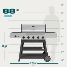 Char-Broil Performance Series™ FlavorMax™ 5 Burner Gas Grill Cart with Side Burner Gray Stainless - product image 9