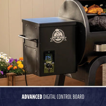 Black Pit Boss smoker with advanced digital control board.