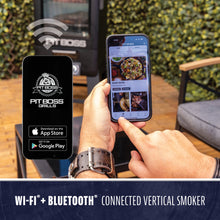Pit Boss Wi-Fi + Bluetooth connected vertical smoker, app-controlled via smartphone