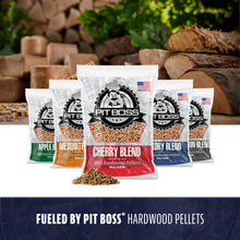 Pit Boss BBQ Hardwood Pellets, 20 lb bags, in Apple, Mesquite, Cherry, Hickory, and Competition blends.