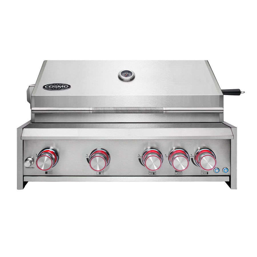 Cosmo 32" Built-In Propane Gas Grill with 5 Burners, Infrared Rotisserie, Knob LED Lighting in Stainless Steel, COS-BGGN325K