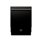 FORNO Romano 24-Inch Built-In Tall Tub Dishwasher, Black with Antique Brass Handles (Model FDWBI8035-24BLK)
