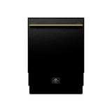 FORNO Romano 24-Inch Built-In Tall Tub Dishwasher, Black with Antique Brass Handles (Model FDWBI8035-24BLK)