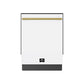 FORNO Espresso Romano 24-Inch Built-In Tall Tub Dishwasher, White, Antique Brass Handle, FDWBI8035-24WHT