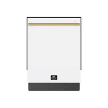 FORNO Espresso Romano 24-Inch Built-In Tall Tub Dishwasher, White, Antique Brass Handle, FDWBI8035-24WHT