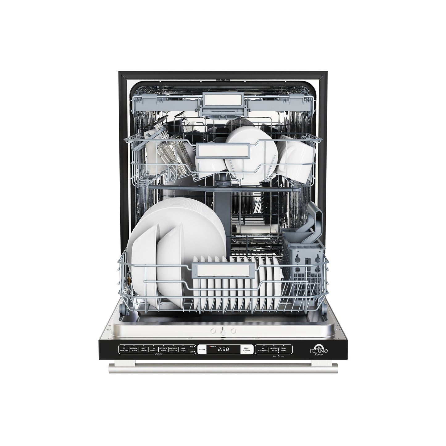 Forno Espresso Romano 24-Inch Built-In Tall Tub Dishwasher, White with Stainless Steel Handles (FDWBI8035-24WHT)