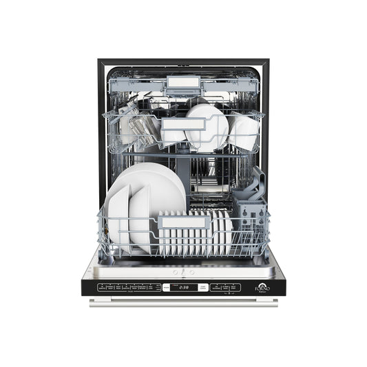 Forno Espresso Romano 24-Inch Built-In Tall Tub Dishwasher, White with Stainless Steel Handles (FDWBI8035-24WHT)