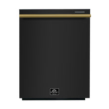 Forno Pozzo 24-Inch Built-In Dishwasher, Black with Antique Brass Handle (Model FDWBI8067-24BLK)