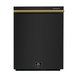 Forno Pozzo 24-Inch Built-In Dishwasher, Black with Antique Brass Handle (Model FDWBI8067-24BLK)