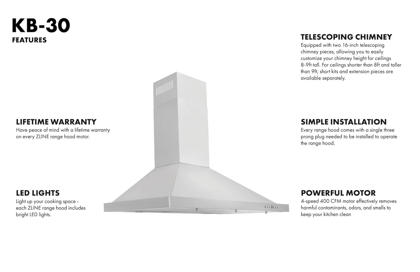 ZLINE 30 in. Convertible Vent Wall Mount Range Hood in Stainless Steel, KB-30 - product image 8