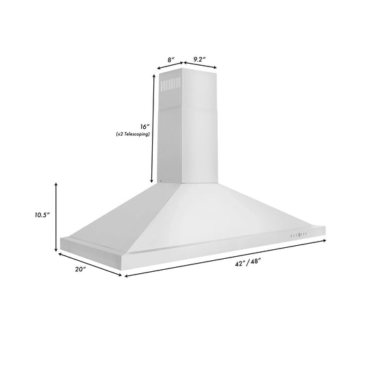 ZLINE 48 in. Convertible Vent Wall Mount Range Hood in Stainless Steel, KB-48 - product image 3