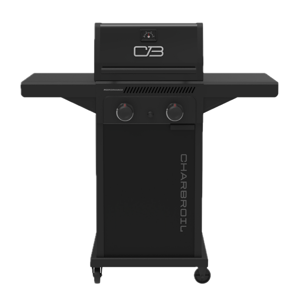 Char-Broil Performance Series™ FlavorMax™ 2 Burner Gas Grill Cabinet with Foldable Side Shelves Black