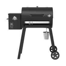 Black Carbon pellet grill with digital display and wheels.