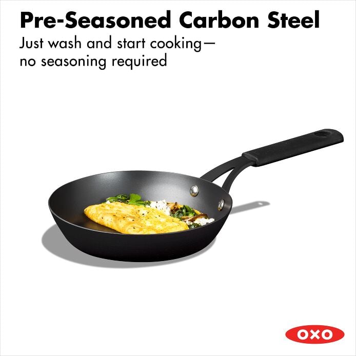 OXO Obsidian Carbon Steel 8" Frypan with Silicone Sleeve - image 2
