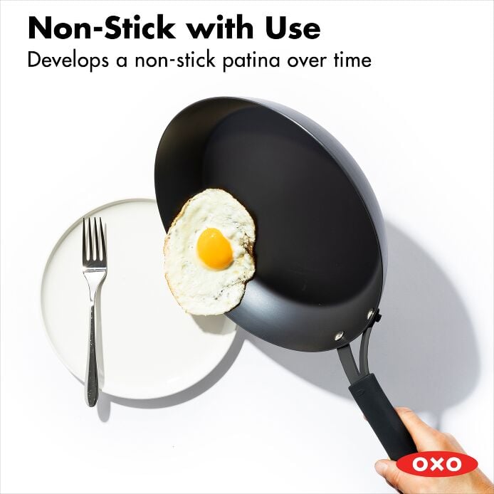 OXO Obsidian Carbon Steel 8" Frypan with Silicone Sleeve - image 4