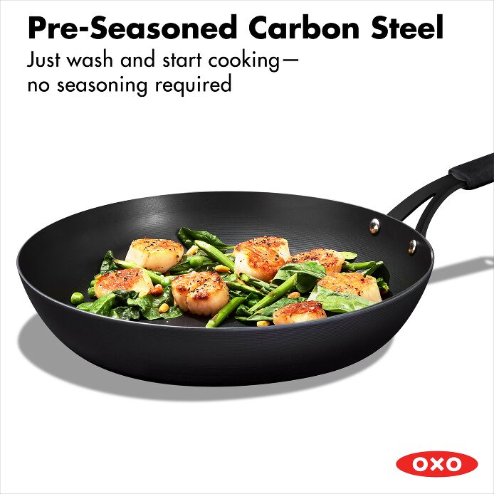 OXO Obsidian Carbon Steel 12" Frypan with Silicone Sleeve - image 2