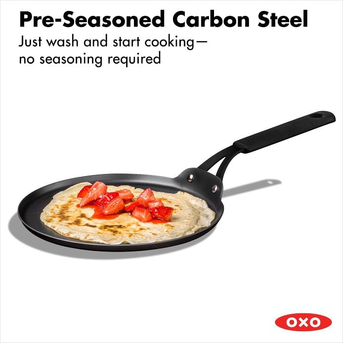 OXO Obsidian Carbon Steel 10" Crepe Pan with Silicone Sleeve - image 2