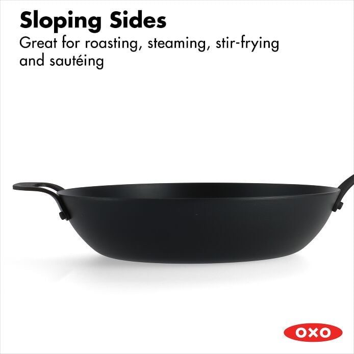 OXO Obsidian Carbon Steel 12" Wok with Silicone Sleeve - image 6