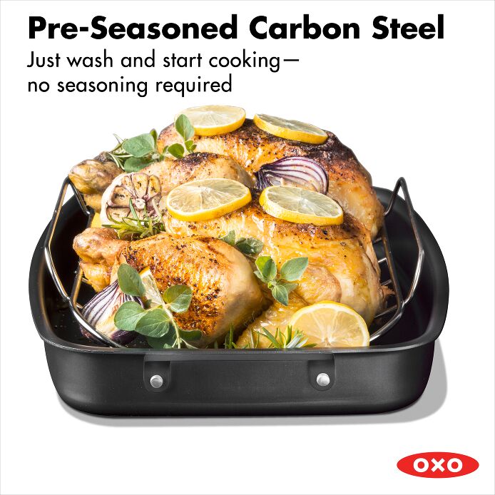 OXO Obsidian Carbon Steel Roaster with Rack - image 2