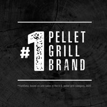 "Black background with white text: '#1 Pellet Grill Brand'."