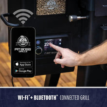 Black Pit Boss Grills smart grill with Wi-Fi and Bluetooth connectivity.