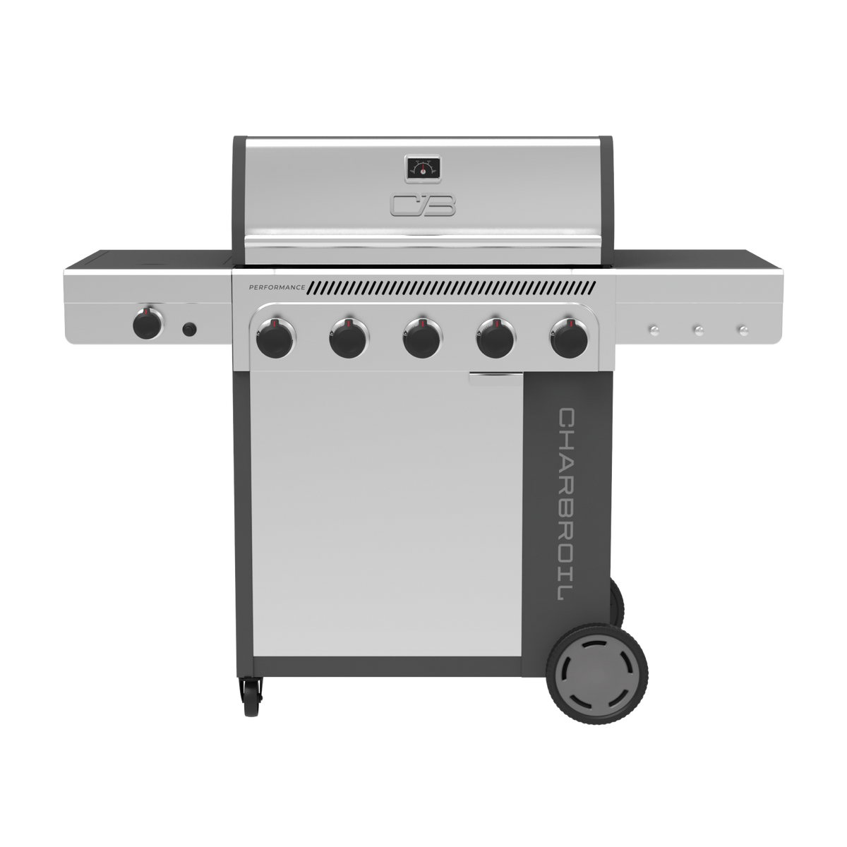 Char-Broil Performance Series™ FlavorMax™ 5 Burner Gas Grill Cabinet with Side Burner Gray Stainless