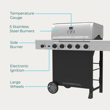 Char-Broil Performance Series™ 5 Burner Cart Gas Grill with Side Burner Black Stainless - product image 9
