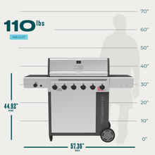 Char-Broil Performance Series™ FlavorMax™ 6 Burner Gas Grill Cabinet with Sear Burner and Side Burner Gray Stainless - product image 11