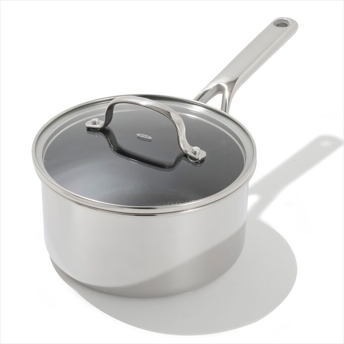 OXO Trident Hybrid Non-Stick Stainless Steel 2.5 Qt Saucepan with Lid