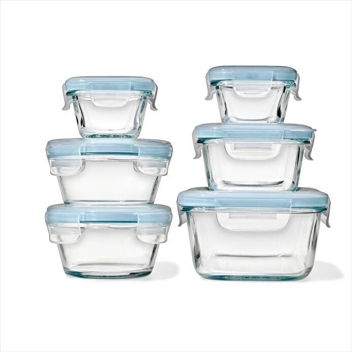 OXO 12-Piece Smart Seal Glass Container Set - Arctic Blue