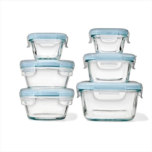 OXO 12-Piece Smart Seal Glass Container Set - Arctic Blue