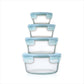 OXO 8-Piece Smart Seal Glass Round Container Set - Arctic Blue