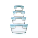 OXO 8-Piece Smart Seal Glass Round Container Set - Arctic Blue